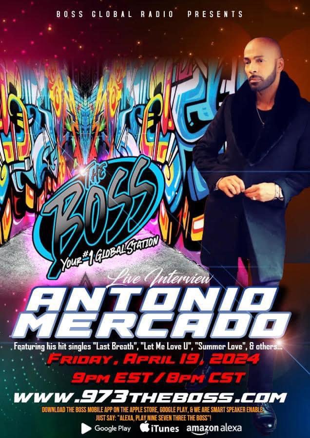 TOQ_Antonio's tweet image. Boss Global Radio presents... 

Exclusive Freestyle Friday LIVE interview with Antonio Mercado!

New release coming soon called, “Unspoken Words”.
Friday, April 19, 2024 at pm 9pm/8pm CST

973TheBoss.com