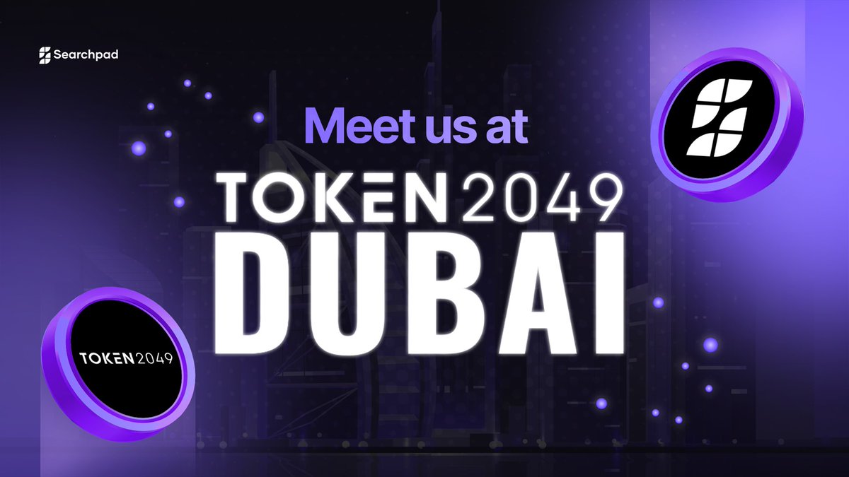 Searchpad is heading to the heart of the crypto world! #TOKEN2049 🎉 We’re excited to connect with partners & shape the future of Ai & Blockchain together. 🥂 Join us as we strengthen our position as a leading AI-powered start-up in the Middle Eastern market. 🔮
