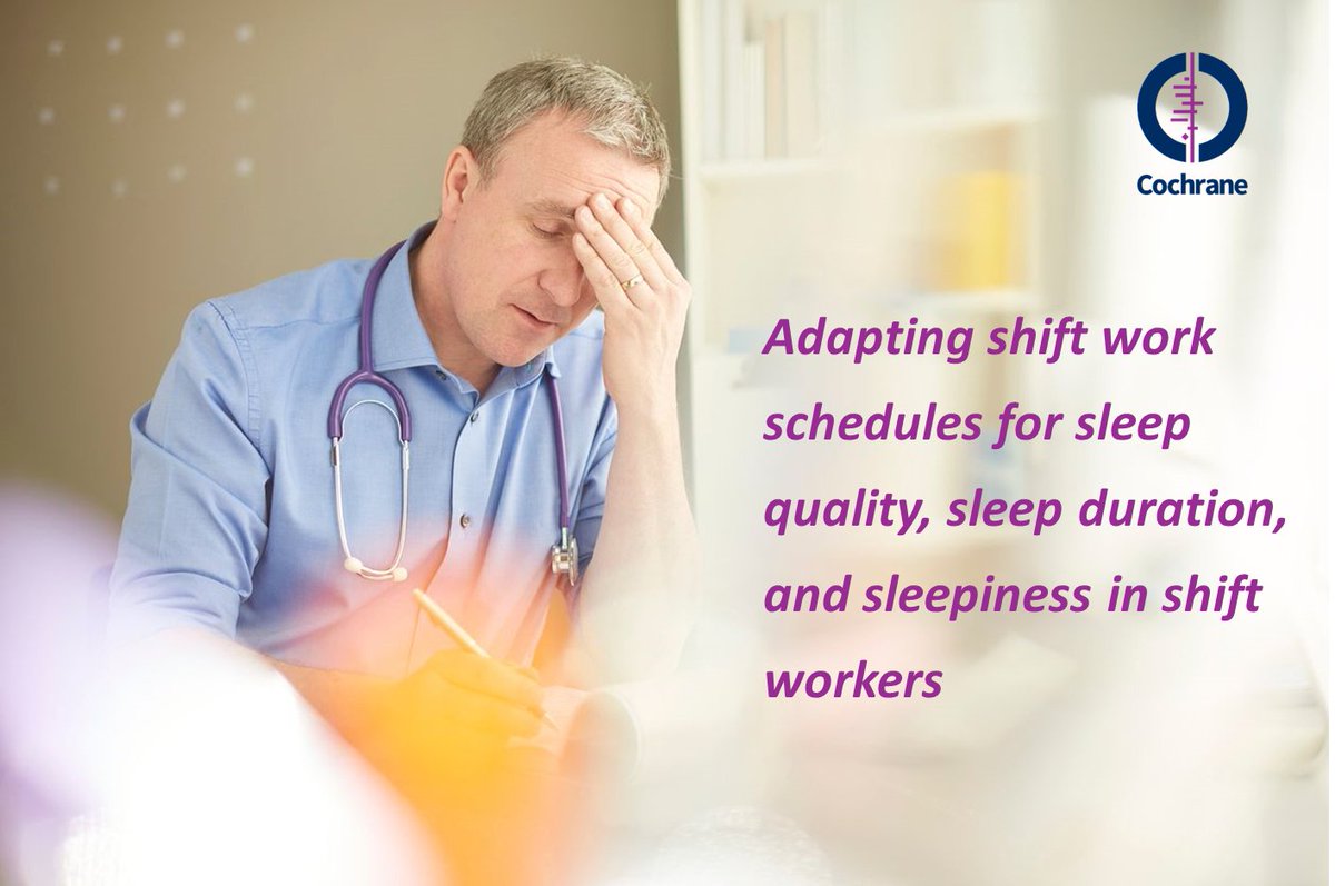 CochraneNursing's tweet photo. It is unclear whether #shiftschedule changes improve #sleepquality, lengthen sleep, or reduce sleepiness. Participants included #shiftworkers from an airline company, police departments, power plants, hospital wards & ICUs https://t.co/aHskVWz26r @CochraneLibrary @CochraneNursing https://t.co/r7aXKRXQ8t