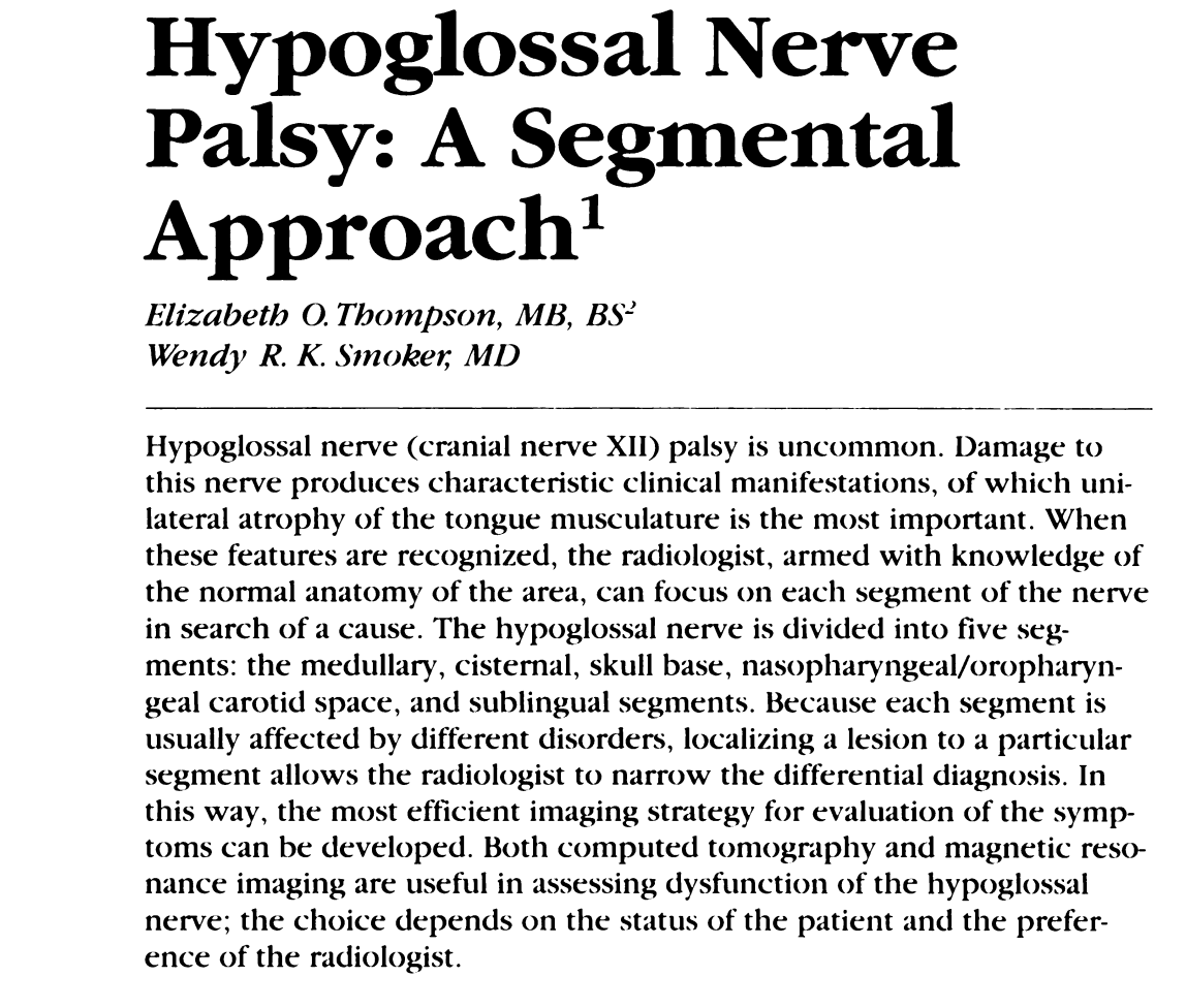 Oldie but Goldie !!! This beautiful paper on Hypoglossal Never Palsy in @RadioGraphics (anno domini 1994!!!) saved many of my reports 😁😅 @ESHNRSociety @ESNRad @ESPRSociety @TheASNR pubs.rsna.org/doi/epdf/10.11…