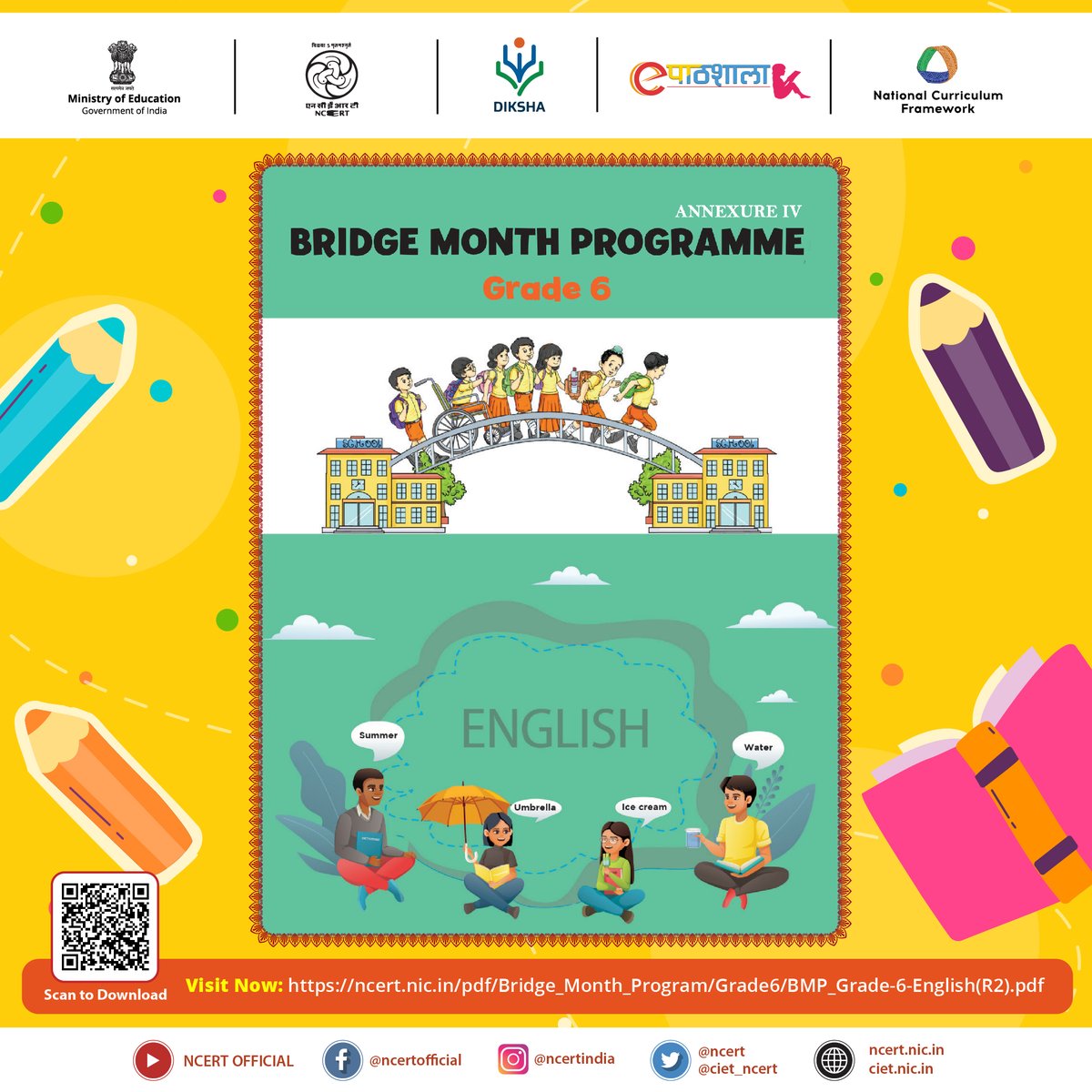 Enhance your English language skills with NCERT's Bridge Month Course for Grade 6 English curriculum. Dive into a world of literature and language exploration. Access the resources here: ncert.nic.in/pdf/Bridge_Mon… 

#English #LanguageLearning #Grade6 #NCERT #EducationForAll…