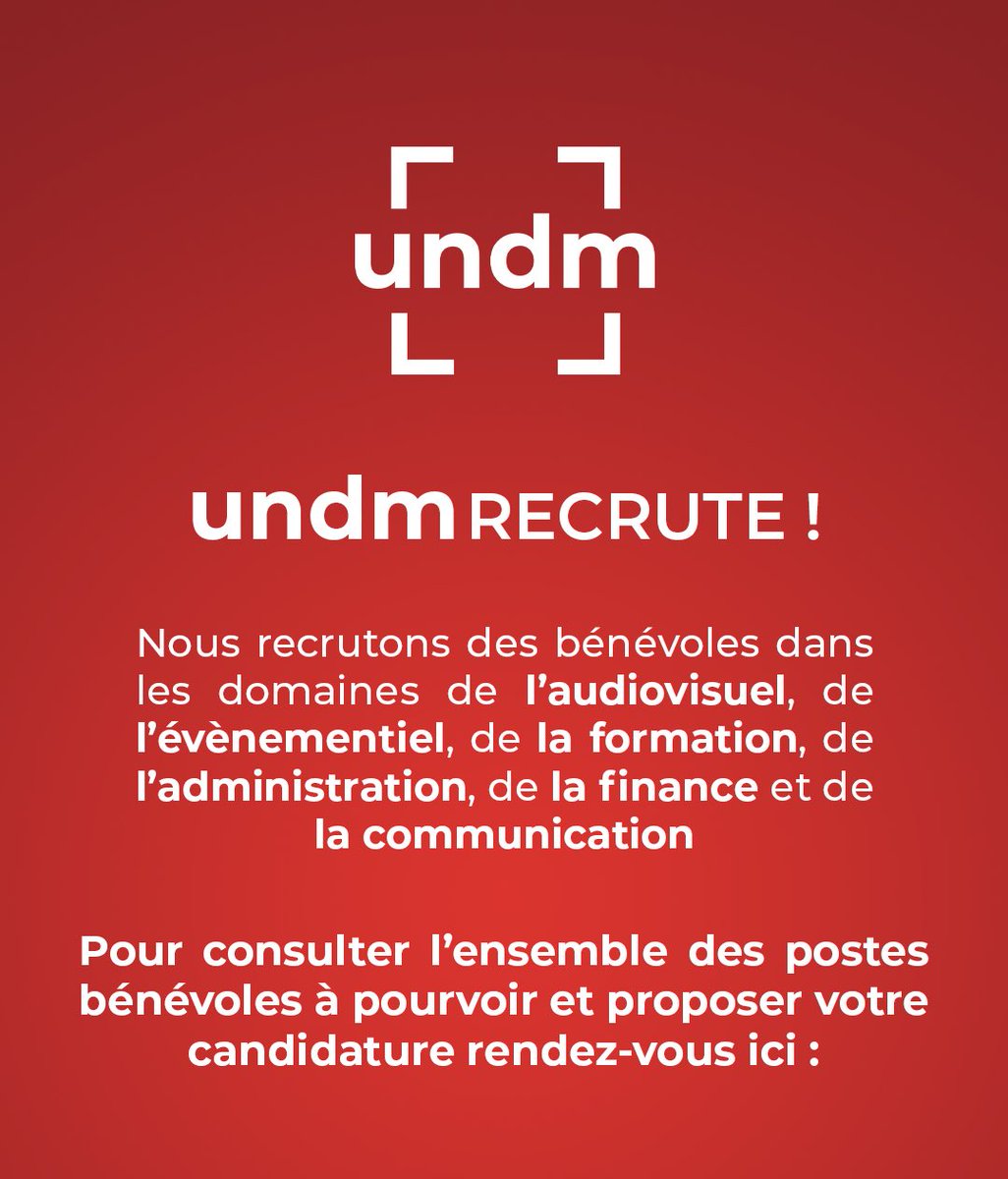 undm_asso's tweet photo. 🚨 ON EST DE RETOUR SUR TWITTER !!!

Tu es passionné(e) par le monde de l’audiovisuel ? Tu aimerais gagner en expérience et contribuer activement au bon fonctionnement de l’association UNDM ? 

rejoint-nous et deviens bénévole !

pour candidater rdv ici : 
https://t.co/ddLgOp74EI https://t.co/Ng33dFBZy4