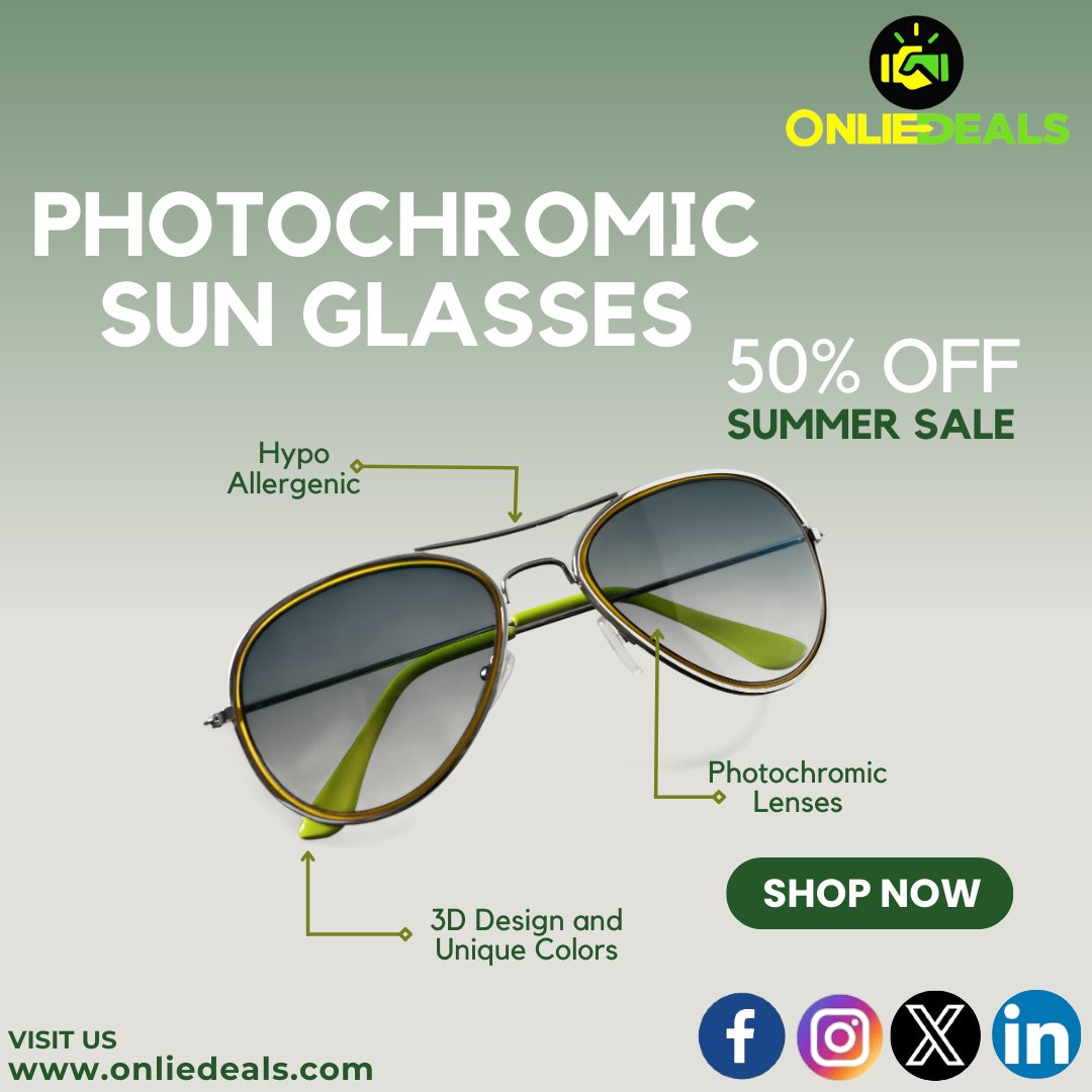 Shade and Style on Demand: Save Big on Photochromic Sunglasses Sale! #onliedeals #PhotochromicSunglasses #SunglassesSale #TransitionLenses #EyeWearFashion #UVProtection #SmartSunglasses #OutdoorEssentials #FashionEyewear #VisionCare #AdaptiveLenses