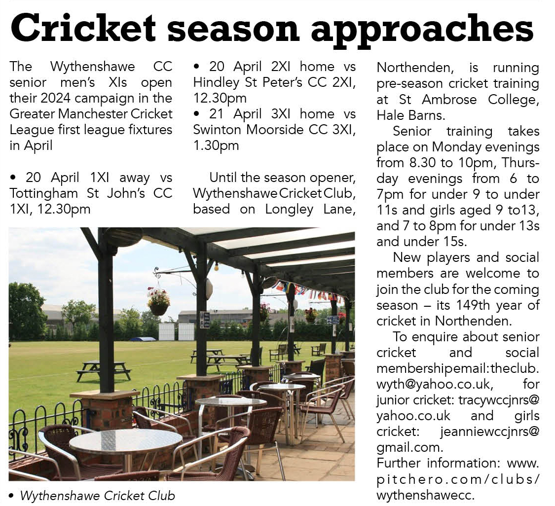 The #cricket season @wythycc_sports launches this weekend with the first league fixtures for the senior teams. New members are welcome for seniors, juniors and girls' squads. See article for details. Read more #localsport at tinyurl.com/YourLocalVoice…
