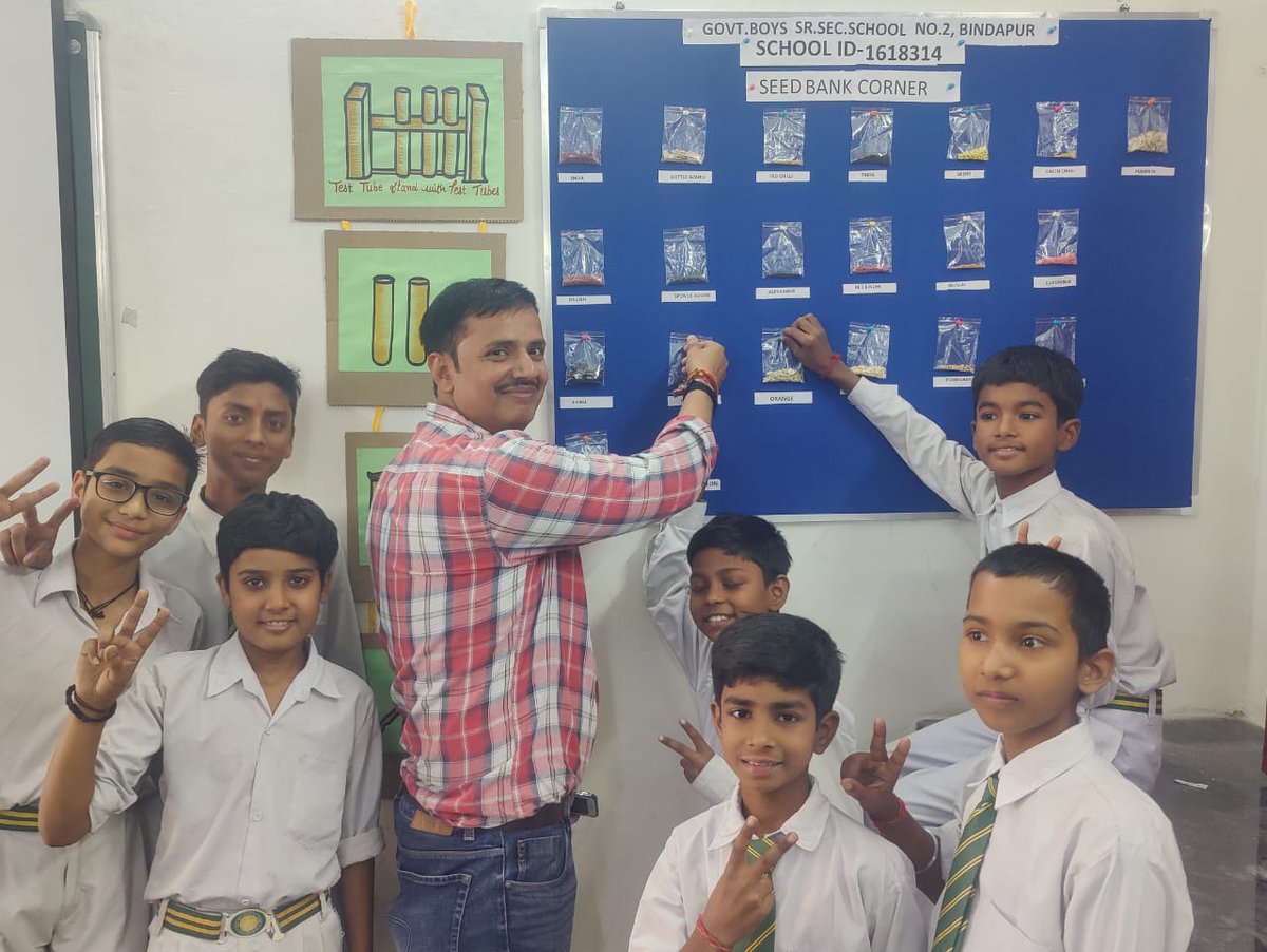 BindapurGbsss's tweet photo. The students of GBSSS No.2 Bindapur kickstarting their 'Seed Bank Corner' initiative! 🌱 Storing seeds of diverse plants and nurturing them in the school's kitchen garden.
 Let's inspire and preserve our environment together! #SeedBank #GreenInitiative #InspiredByNature" https://t.co/yMngyKKor7