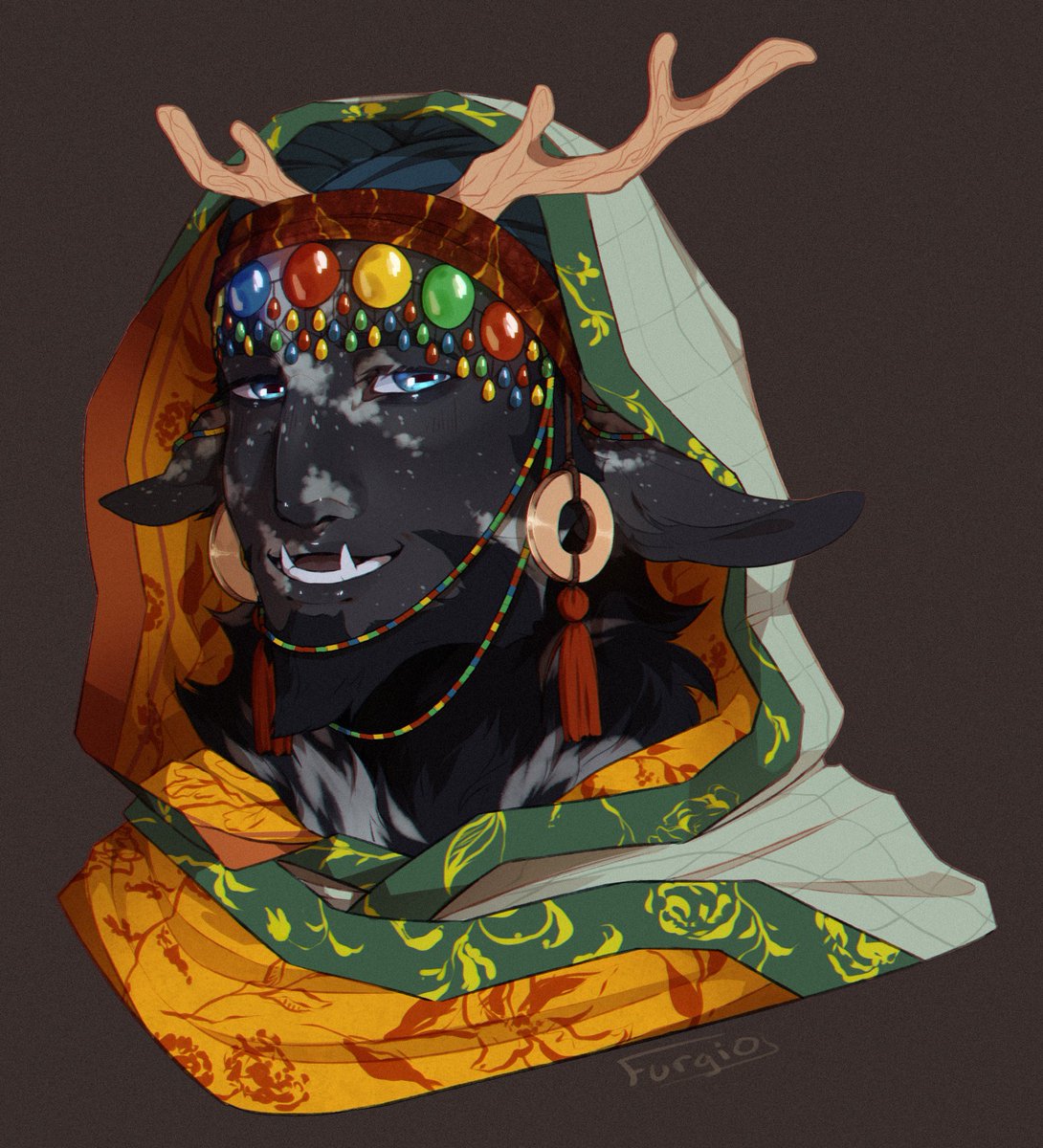 Furgio1's tweet photo. Stole my wonderful DM's boy so I finally had an excuse to draw a firbolg. Plus, they deserve a gift once in a while for putting up with all our crap🌿♥️
#art #dnd #firbolg #ocart https://t.co/CYCXbNFlCC