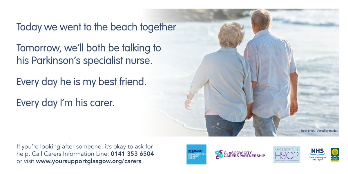 If you care for someone with Parkinson's, support is available to #GlasgowCarers. To self refer visit our website Your Support Your Way Glasgow yoursupportglasgow.org/carers ☎️Carers Information Line 0141 353 6504 @ParkinsonsUKSco