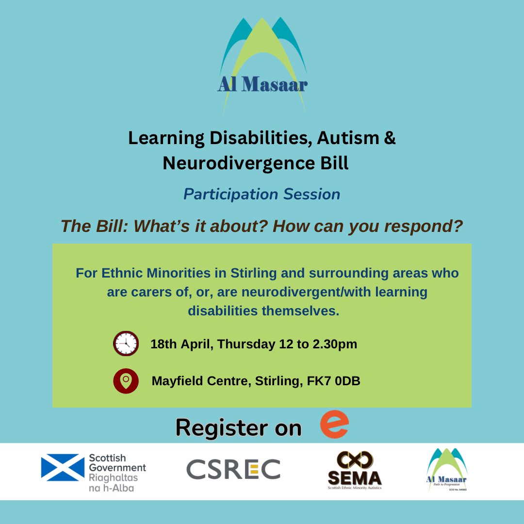 We’re inviting individuals from minority ethnic backgrounds in Stirling and the surrounding areas who identify as autistic, neurodivergent, or have learning disabilities, as well as those caring for individuals with neurodivergence or learning disabilities.