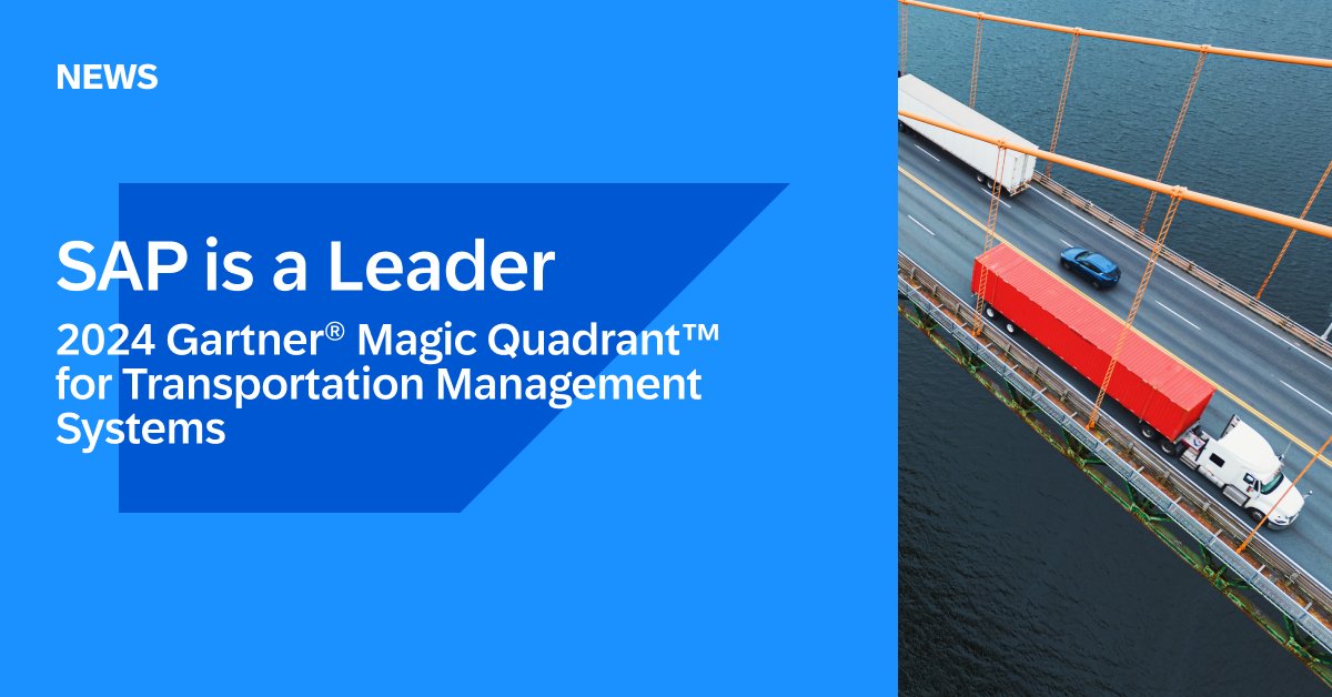 For the 10th year running, @SAP has been named as a Leader in the 2024 Gartner Magic Quadrant for Transportation Management Systems. Read the news 👉 sap.to/6015wN3MS