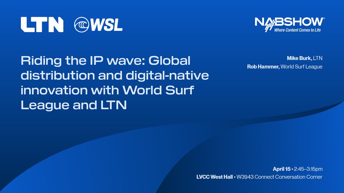 Today at 2:45 pm PT @NABShow from the Connect Zone Conversation Corner, @wsl's Rob Hammer and LTN's Mike Burk will explore how LTN empowered WSL to move to IP video transport to reach more audiences and revenue streams. nab24.mapyourshow.com/8_0/sessions/s… #LTN #NABShow