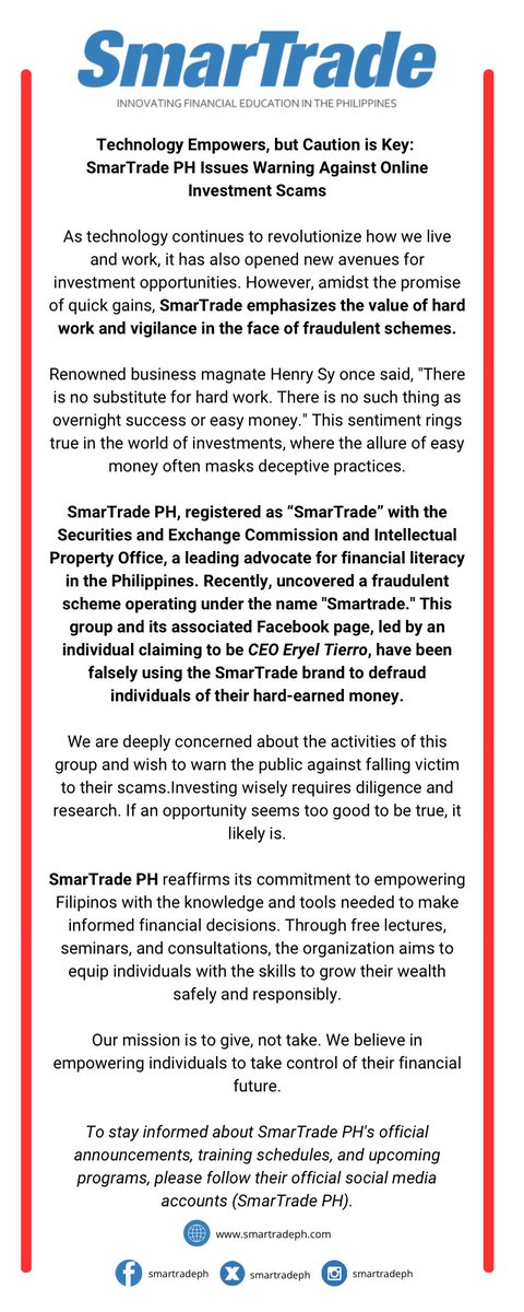 smartradeph's tweet photo. ‼️🚨⛔️Scam Alert⛔️🚨‼️ 
#beinformed  #ScamAlert https://t.co/1TBNXiQCZF