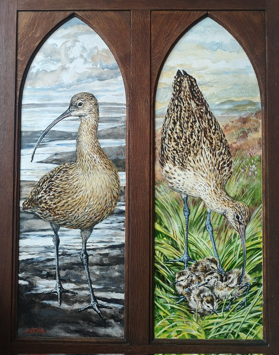My Curlew Altarpiece is up for auction at app.galabid.com/wcd2024/items to raise funds for @CurlewAction to protect these magnificent birds @curlewcalls