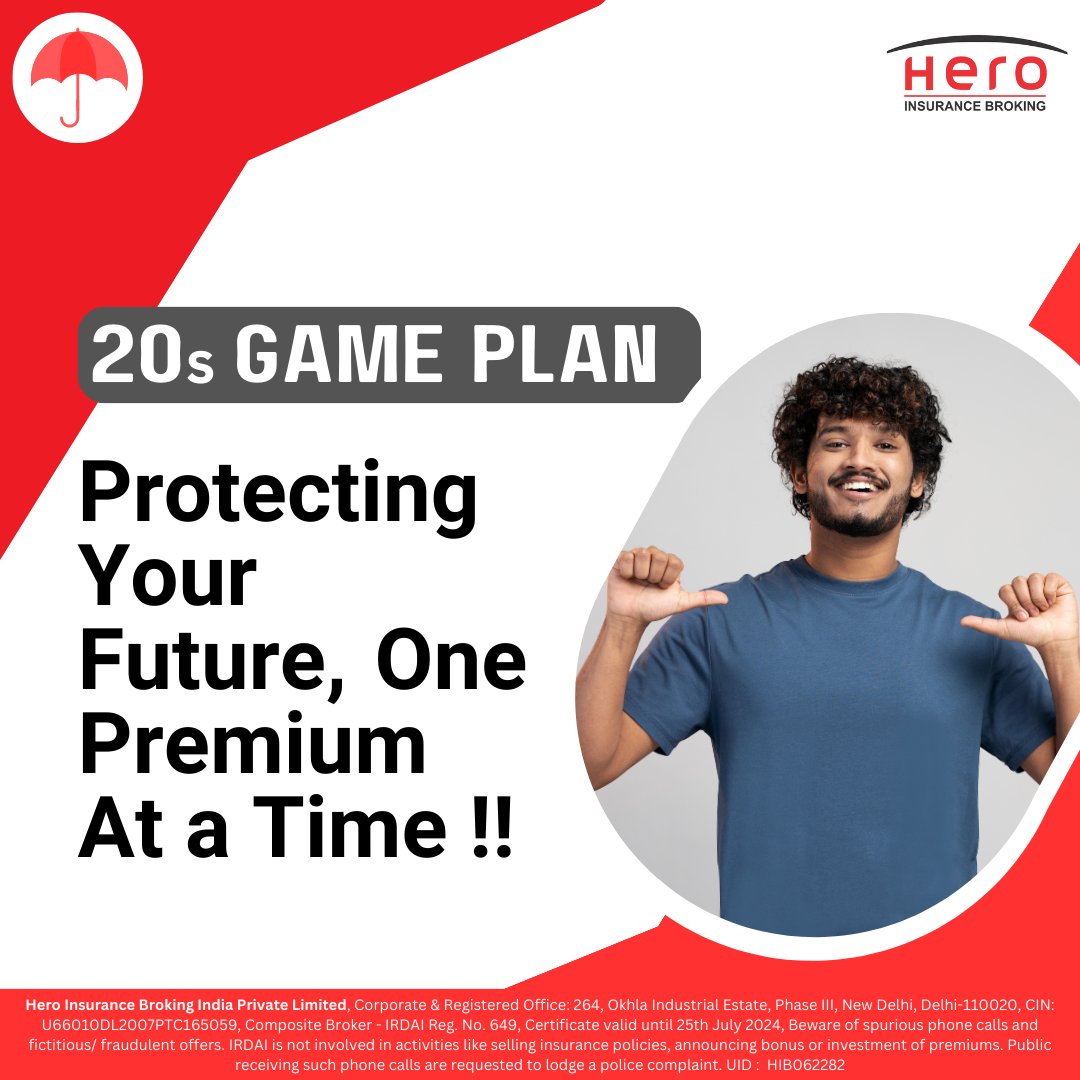 HeroIBIL's tweet image. Invest in your future now! Get a term plan in your 20s for low premiums, long-term savings, and tax benefits. Protect loved ones and secure financial stability. #financialplanning #termplan #taxsaving #heroinsurance #herokabharosa