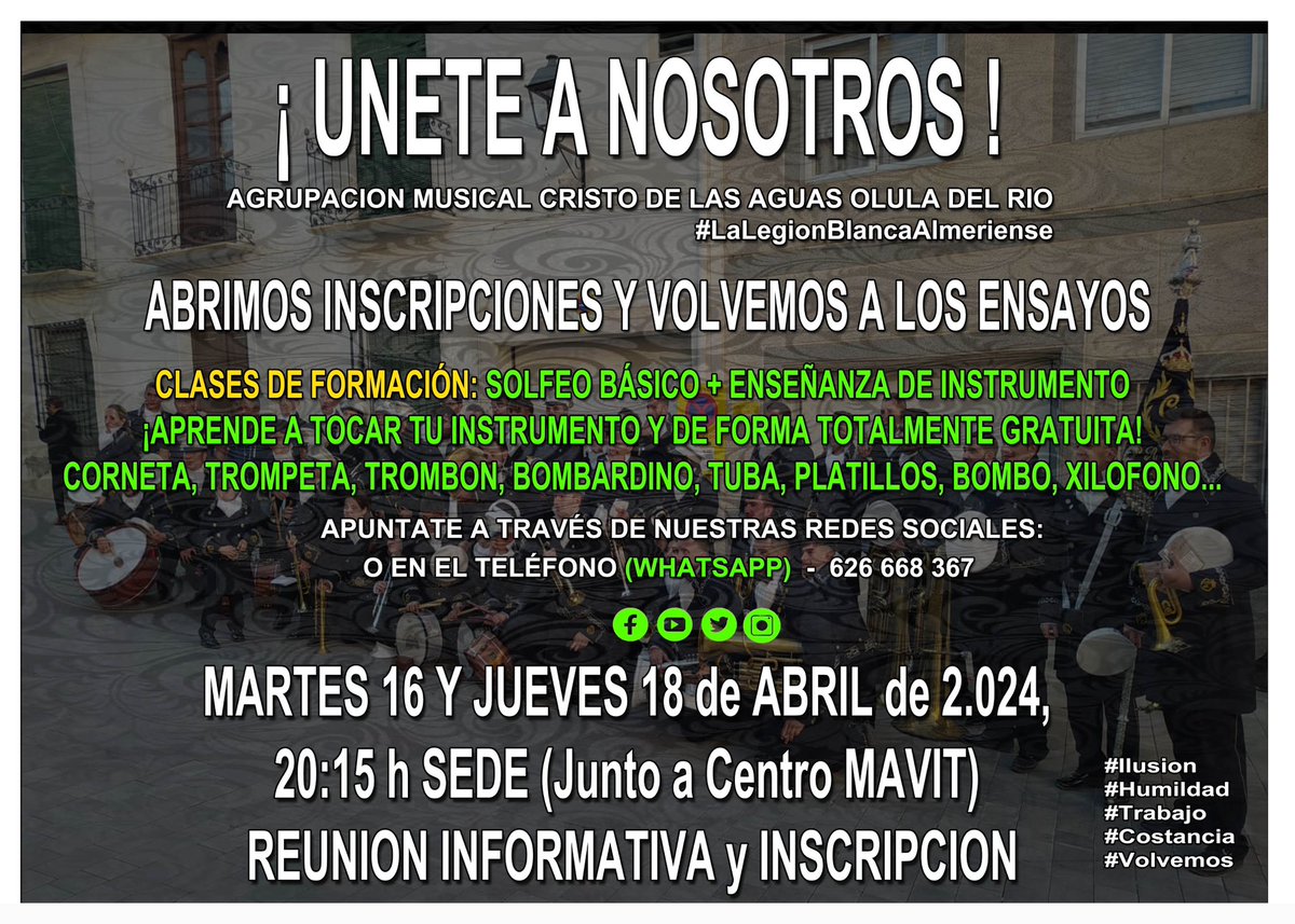 #Volvemos. | 𝐅𝐄𝐂𝐇𝐀 𝐘 𝐇𝐎𝐑𝐀𝐑𝐈𝐎

-Mañana MARTES y JUEVES, 20:15h Sede, Reunion para nuevos componentes.

-Lunes 22, Reunion General y Comienzo.

#LegionBlanca