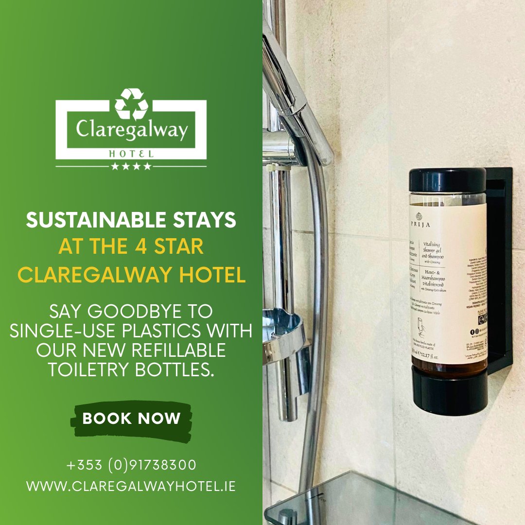 🌿Sustainable stays await at Claregalway Hotel! Say goodbye to single-use plastics with our new refillable toiletry bottles.🛁

Ways to Book👇
👉Book Now: claregalwayhotel.ie/hotel-deals-ga…
📞 Phone: +353(0)91738300
📧 Email: stay@claregalwayhotel.ie

#GreenHospitality #reduceplasticwaste