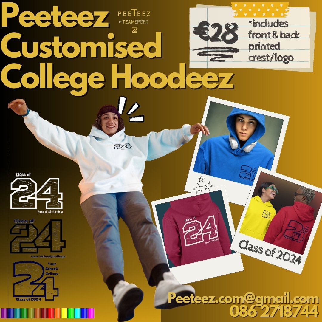 📚 6th Class in National School?
🎒 TY in Secondary School?
🖊Final Year in your Apprenticeship Course?
💻 Last year in College?

Keep the memories with your own customised hoodeez, add you School logo, motto, names...

#schoolhoodies
#customisedhoodies #classof24