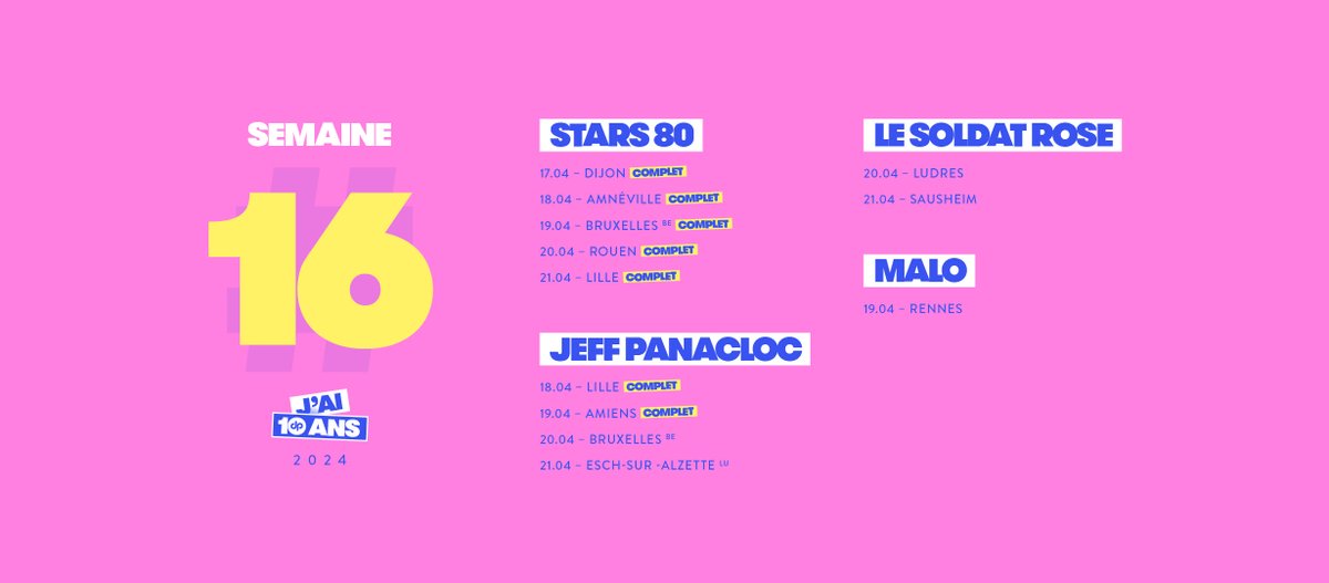 Qui dit nouvelle semaine, dit nouveaux concerts Décibels avec 5 complets de #Stars80 🪩🕺