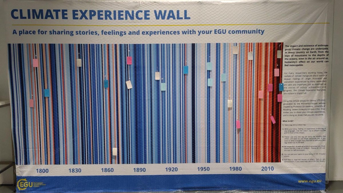 Amazing‼️ @EuroGeosciences #EGU24 has a climate experience wall ❗ Great to let geoscientists think about the grief, process emotions working in/on the #ClimateCrisis can bring about.