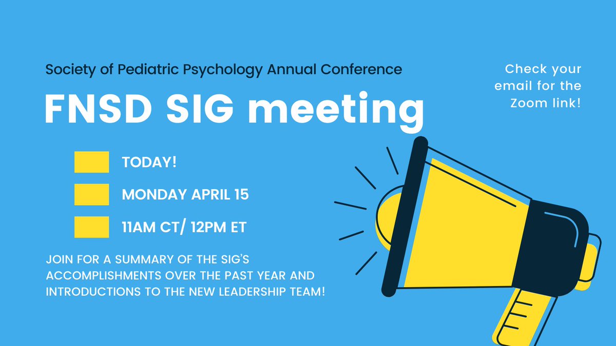 Our annual FNSD SIG meeting, ahead of #SPPAC2024, is TODAY! We can't wait to see you!
@SPPDiv54 #SPPAC #ThisIsPedPsych #FND #FNSD