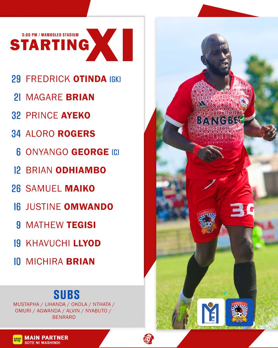 🔴 𝗧𝗘𝗔𝗠𝙉𝙀𝙒𝙎 ⚪ ©️ George Onyango 'Dizzo' will skip the side 🔙 Bryan Michira and Brian Magare back to the starting 11. 👊 MathewTegisi, Llyod Khavuchi will be leading the attack Let's do this, Glamour Boys