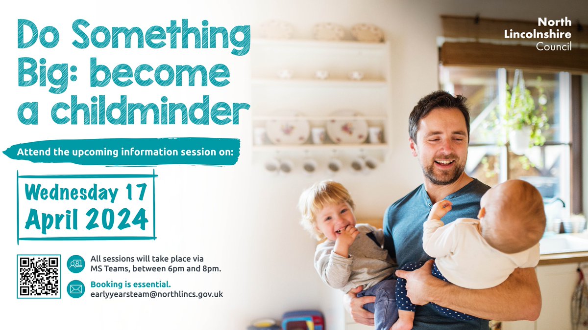 Find out how to become an Ofsted registered childminder and the financial support available at our next online session on Wednesday 17 April, from 6pm to 8pm.

Visit our website for the full details and to book a place 👇
bit.ly/nlchildminder

#DoSomethingBig #workwithchildren