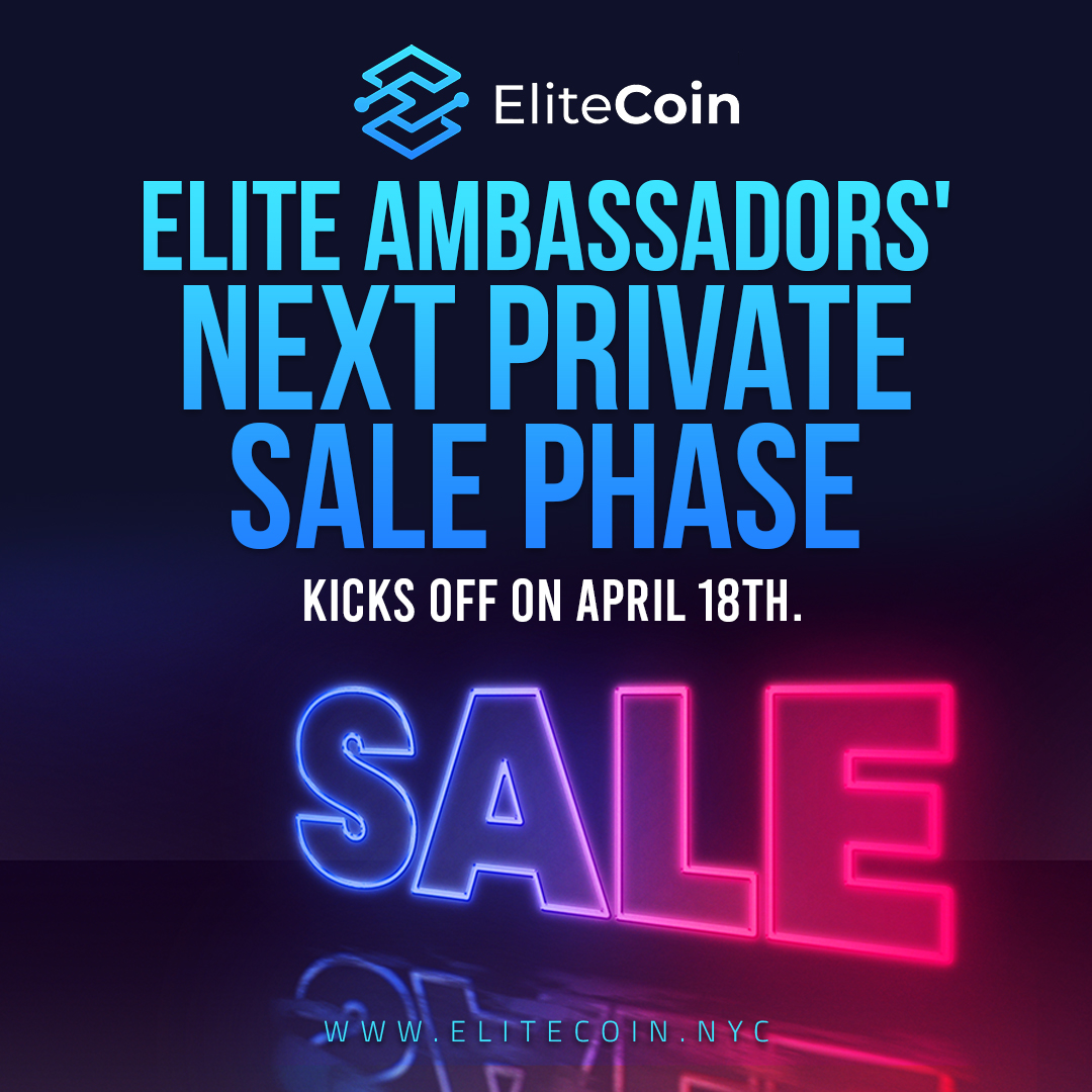 NYCEliteCoin's tweet photo. Set your reminders! 📆
The countdown begins for Elite Ambassadors' exclusive private sale phase starting April 18th.

Join our telegram and say hello to Elitecoin family 🤝
https://t.co/2Veeklhn5T

#Elitecoin #ELC #Elitearmy #Sale #CryptoOpportunity #ELCPrivateSale https://t.co/Jn3oaW6xvz