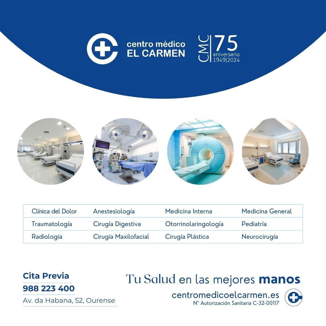 Con Centro Médico El Carmen, tu salud está en las mejores manos! 🏥 Nuestro equipo de profesionales comprometidos está aquí para brindarte la mejor atención. #ourense #galicia #centromedico #cmc #centromedicoelcarmen #tusalud #salud