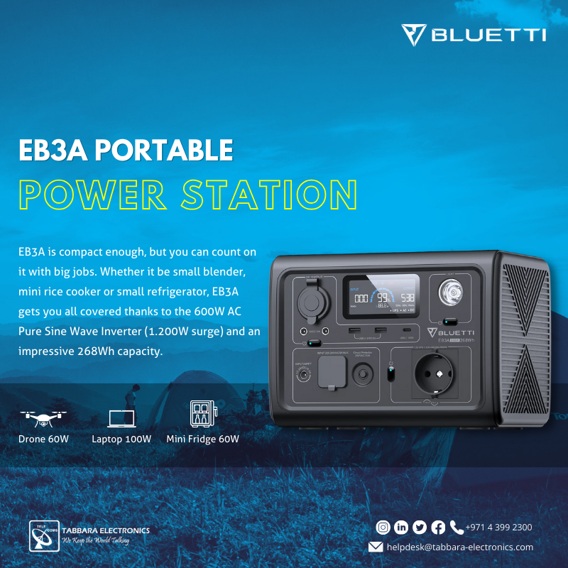 Experience Freedom in the Wild with BLUETTI PowerOak EB3A Portable Power Station! Elevate your outdoor escapades with a reliable and portable power solution

#TabbraElectronics #bluetti #uae #dubai #mena #abudhabi  
#ملتزمون_ياوطن
#نتصدر_المشهد