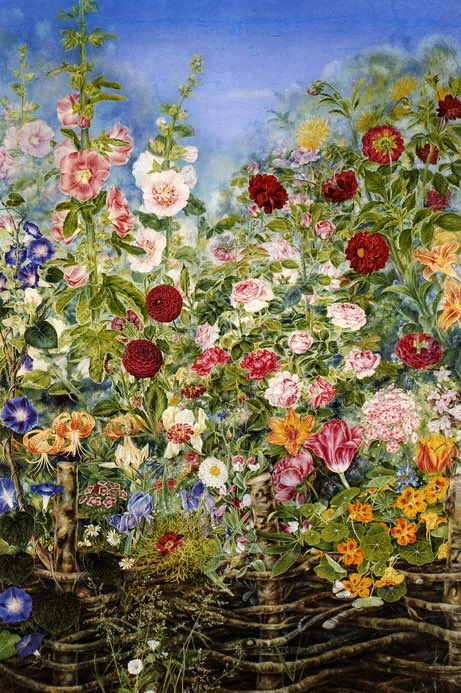 patsulanastya's tweet photo. Kateryna Bilokur, Flowers behind the fence, 1935 https://t.co/b2IJmHqGz1
