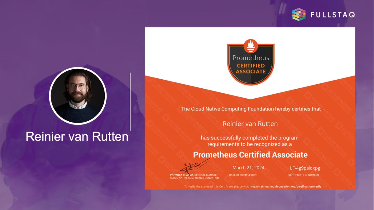 Reinier achieved his Prometheus Certified Associate Certificate. An amazing feat! Well done Reinier 🚀 #certifiedengineer #certification #prometeuscertified #cloudnativeengineer