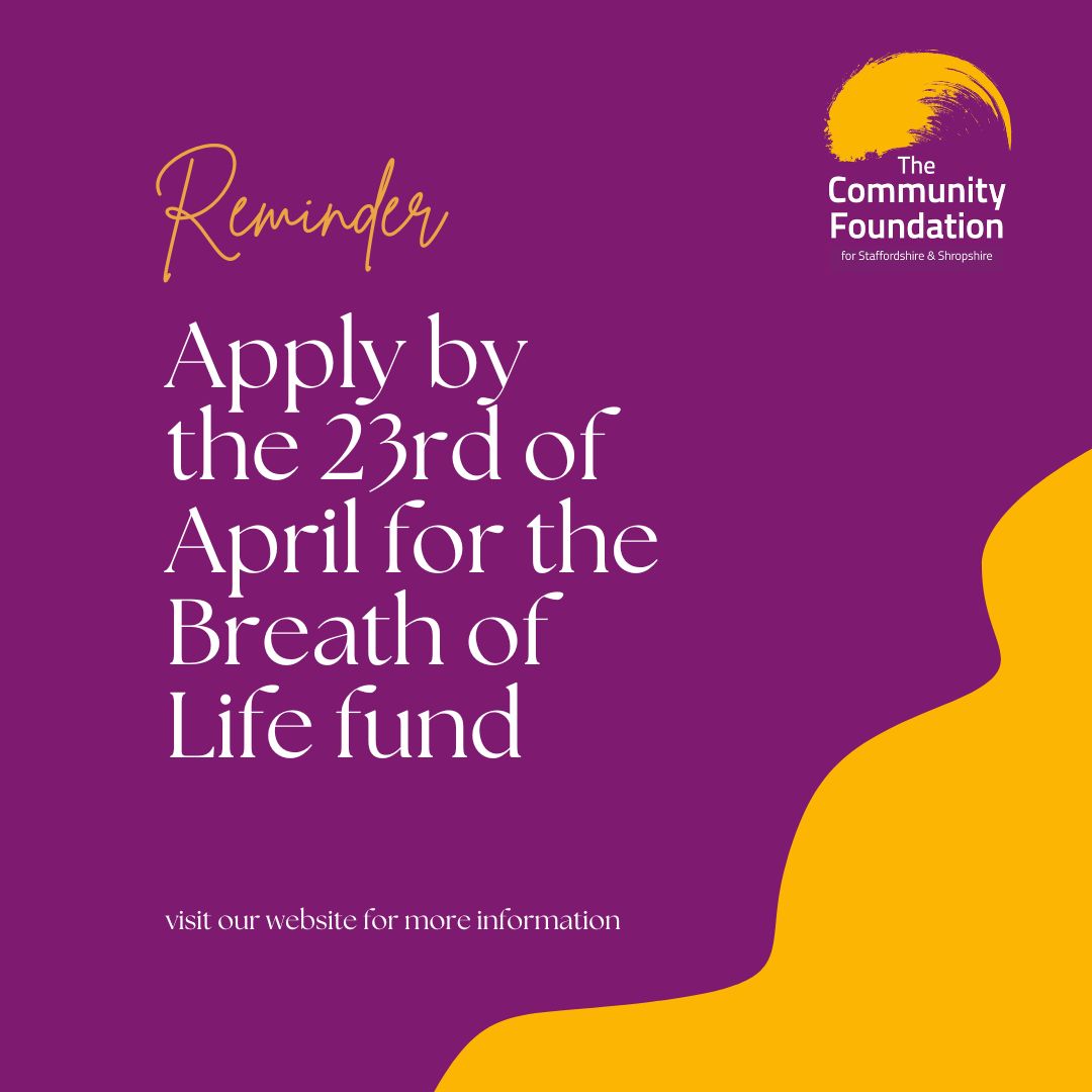 There's up to £2000 available for eligible organisations in Stoke-on-Trent, Newcastle-under-Lyme, and Staffordshire Moorlands through the Breath of Life fund. Visit our website for more information [link in bio]. #FundingOpportunity #CommunityGrants