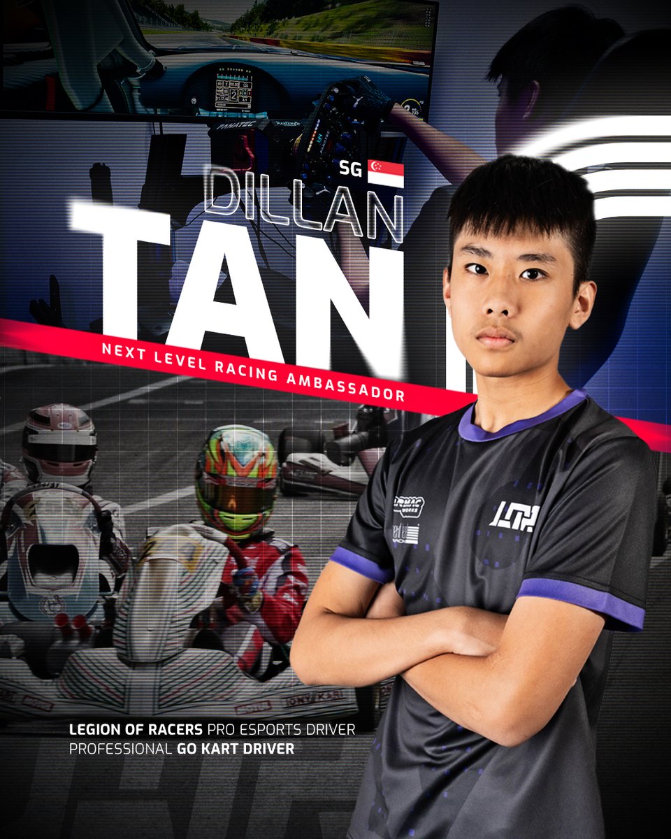 nextlvlracing's tweet photo. 🚨Ambassador Announcement!

Legion of Racers Pro Dillan Tan from Singapore joins the Next Level Racing Ambassador family! 🇸🇬 

The young pro is not only a pro Esports driver for the official Mercedes-AMG Team Legion of Racers, but also competes in real life go karting with LOR Racing.

#nextlevelracing #ambassador #dillantan #esports #gokarting #racing #pro #singapore #lorracing #legionofracers
