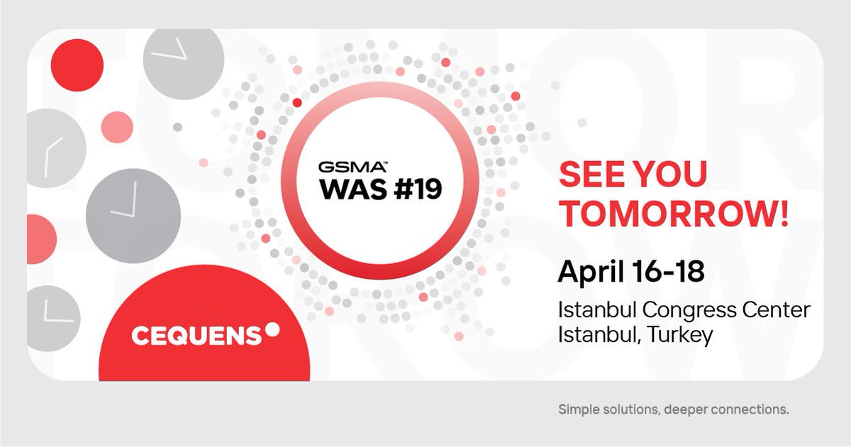 Can't wait to see you tomorrow at WAS#19 taking place at Istanbul Congress Centre. Find the CEQUENS team in meeting room 3B05. 

#WAS19 #saas #A2P #Security #MobileTech #Marketing #GSMA #istanbul #turkey #mena #cequens #communicationsolutions