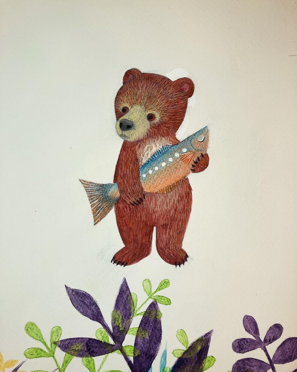 o2d1k2r1's tweet photo. クマはネコにサカナをもらった
ネコはカッコよく立ち去った
#アナログ絵画 #色鉛筆 #水彩絵の具 #クマイラスト #ネコイラスト
#paintonpaper #coloredpencil #watercolor #bearillustation #catillustration https://t.co/8al5naddRE