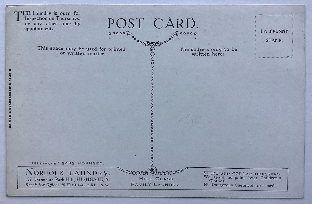 PaulSuttonKing's tweet image. Is Monday still considered washing day I wonder? Doesn’t look like it matters in #Highgate as you just have it collected. No dangerous chemicals used! #postcard
