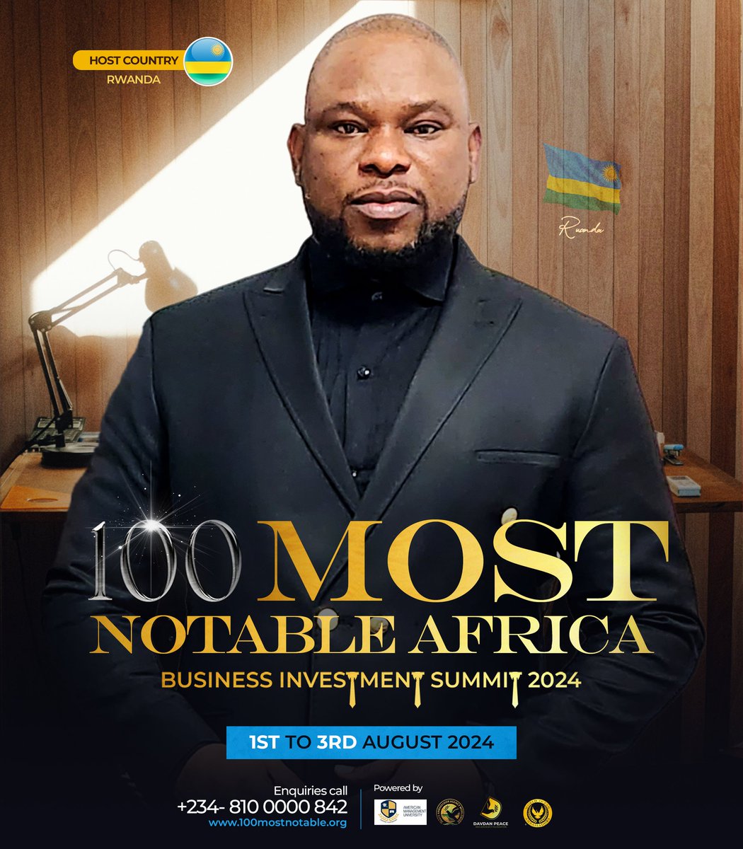 100 Most Notable Africa Business Investment Summit 2024 <a href="/RwandaGov/">Government of Rwanda</a> <a href="/UrugwiroVillage/">Presidency | Rwanda</a> <a href="/FirstLadyRwanda/">First Lady of Rwanda</a> <a href="/NewTimesRwanda/">The New Times (Rwanda)</a> <a href="/rbarwanda/">Rwanda Broadcasting Agency (RBA)</a> <a href="/RDBrwanda/">Rwanda Development Board</a> <a href="/RwandaMFA/">Ministry of Foreign Affairs & Int'l Cooperation</a> 
#100mostnotable #Africa #Business #Rwanda