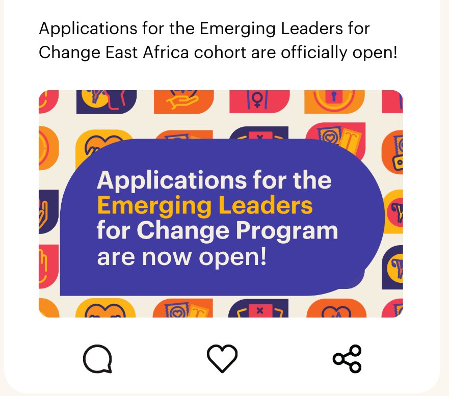 Applications for @WomenDeliver's Emerging Leaders for Change Program are officially open!   🌍 Eligible countries: Burundi, Ethiopia, Kenya, Rwanda, Tanzania, & Uganda 🧡 Age range: 15-29 years old   Deadline: 30 May 2024   Learn more & apply here 👇 bit.ly/3Vqwx5A