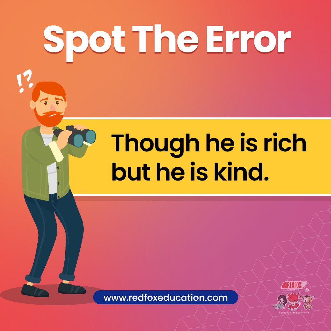 Spot the error.
The answer will be uploaded by 6.00 PM.

For more information Download REDFOXEDUCATION mobile app :
GooglePlay:bit.ly/31lO56z​
AppStore:apple.co/39UxPwl
website: redfoxeducation.com
#spottheerror #englishtipsonline #englishknowledge #English