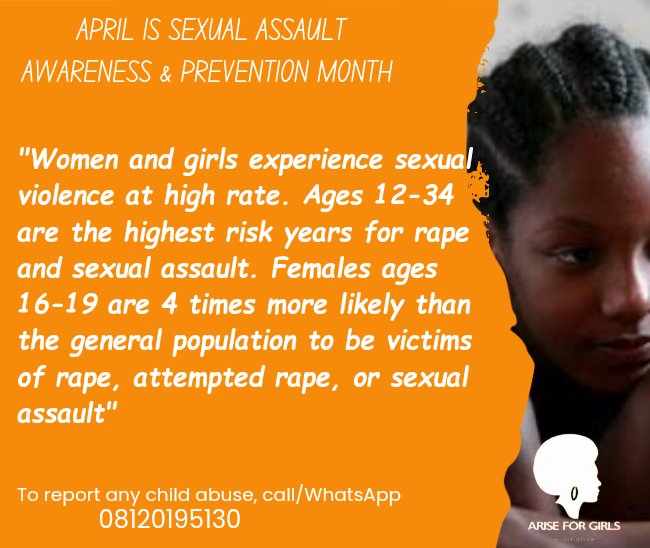arise_girls's tweet photo. We can prevent sexual assault and harassment against girls in the society
#ariseforgirls
#sexualassaultawarenesmonth #sexualassaultprevention #girlchildprotection #mondaymotivation #mondaymorning https://t.co/3H9lKbBX2l