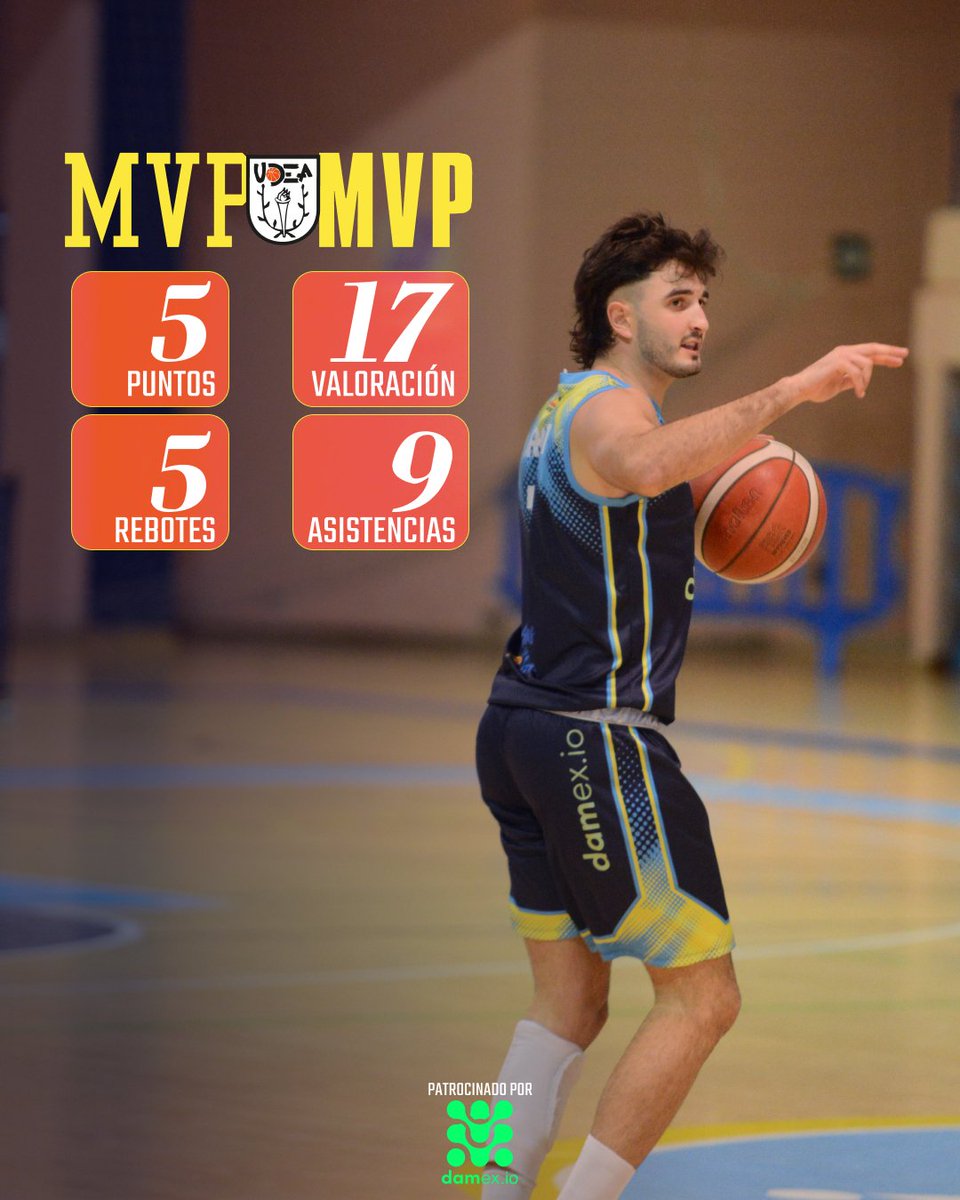 MVP 🏆 patrocinado por @damex_io No pudimos conseguir la victoria, pero @DavidOrrit1 lo intentó de todas las maneras para mantenernos vivos en la eliminatoria. ¡Aún podemos!¡VAMOS UDEA!🙌🏻 🏀 5 puntos 💪🏻 5 rebotes 🎁 9 asistencias 🔥 17 valoración