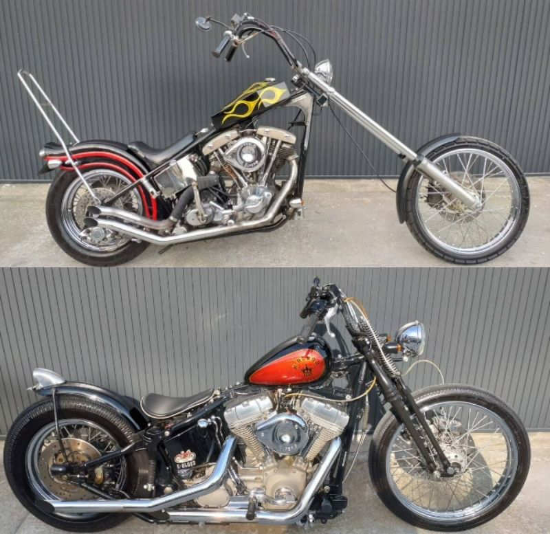 TISmotorcycle's tweet photo. 人気のチョッパー🤩
カスタム車両もショベル～ツインカムまで取り揃えてます❗

★1973年shovel FX1200
★2001年TC88FXST1450

TISは全車両、消費税込み、車検or予備車検付き‼️
気になる車両はお早めにご連絡を🤠
TISwebsite 　⇒　https://t.co/Qn0Nk3pCm5 https://t.co/IUdydIVcTt