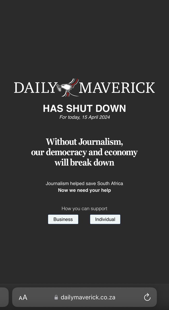 BREAKING NEWS: The propaganda machine Daily Maverick has been shut down. dailymaverick.co.za/shutdown/