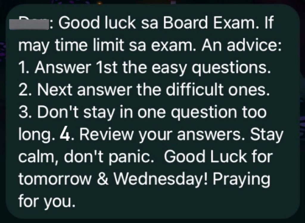 pharmagurlie's tweet photo. sharing with u my lola’s message for me!! Please keep this in mind also. Kaya natin to 🥹😭 https://t.co/3HzkQKkbfb