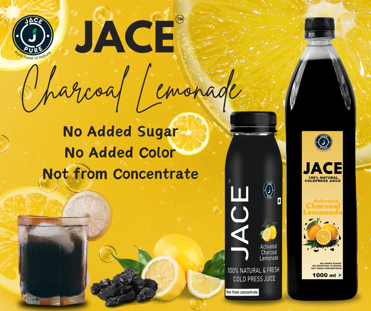 jacebeverages's tweet photo. "Revitalize your day with a refreshing twist! 🍋 Introducing JACE Activated Charcoal Lemonade – the perfect blend of detoxifying charcoal and zesty lemon goodness. Elevate your hydration game and feel the cleanse from within!"  #JACE #ActivatedCharcoal #Lemonade #Cleanse #Refresh https://t.co/oIfMynndyi