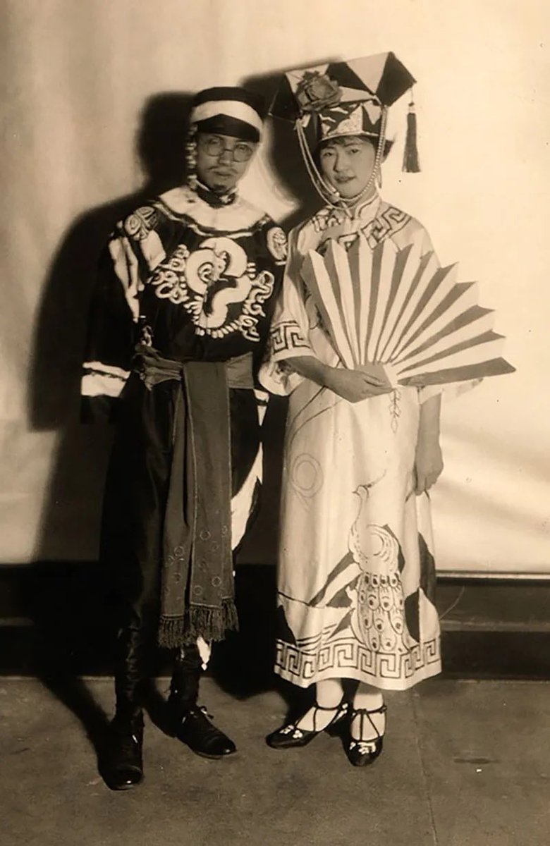 Liang Sicheng梁思成, the “Father of Modern Chinese Architecture,” and his wife Lin HuiYin林徽因, the first female architect in China, dressed in costume for the Beaux-Arts Ball (themed 'L'Impressionistique') at @Penn, 1926.