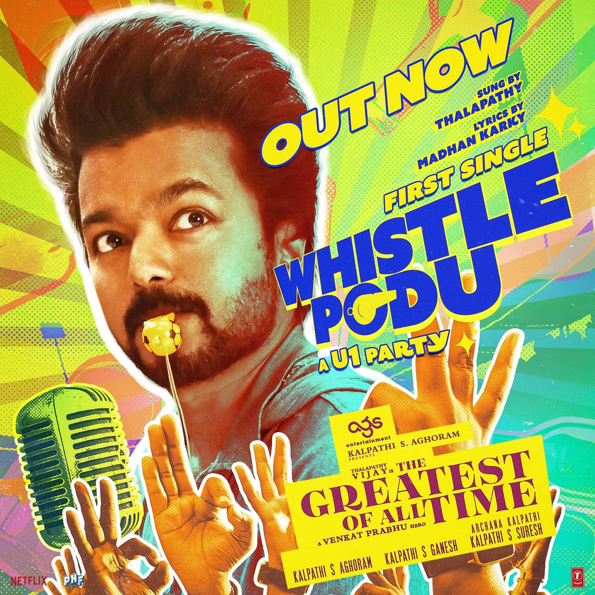 Get your dancing shoes on and let's shake it to the electrifying vibes of #WhistlePodu ! 🎵 Song Out Now youtube.com/watch?v=5GSt99… A @actorvijay Sir vocal A @thisisysr party A @vp_offl Hero Lyrics by @madhankarky #KalpathiSAghoram #KalpathiSGanesh #KalpathiSSuresh #GOAT