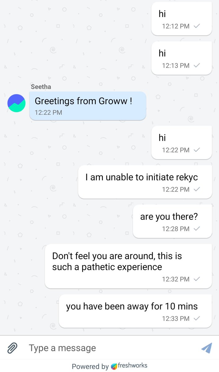 utkarsh204's tweet photo. @_groww @lkeshre sharing the experience with your pathetic customer care,they don't bother responding at all, is this how your groom your executives? https://t.co/2xE8cUN116