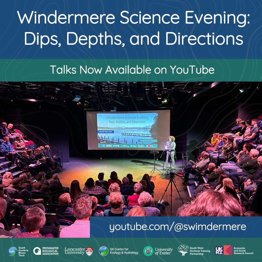 #Windermere Science Evening talks now available at youtu.be/alhQ6HSAeI8?si…. FT 5 talks from: Me (@UniofExeter), @DrLouLavictoire (@freshwaterbio) @DrEllie_Mackay + @SteveThackeray (@UK_CEH), Sammy Graves (@SCRiversTrust) + @bensurridge (@LancsUniLEC). Funded by @ESRC + @_SWDTP