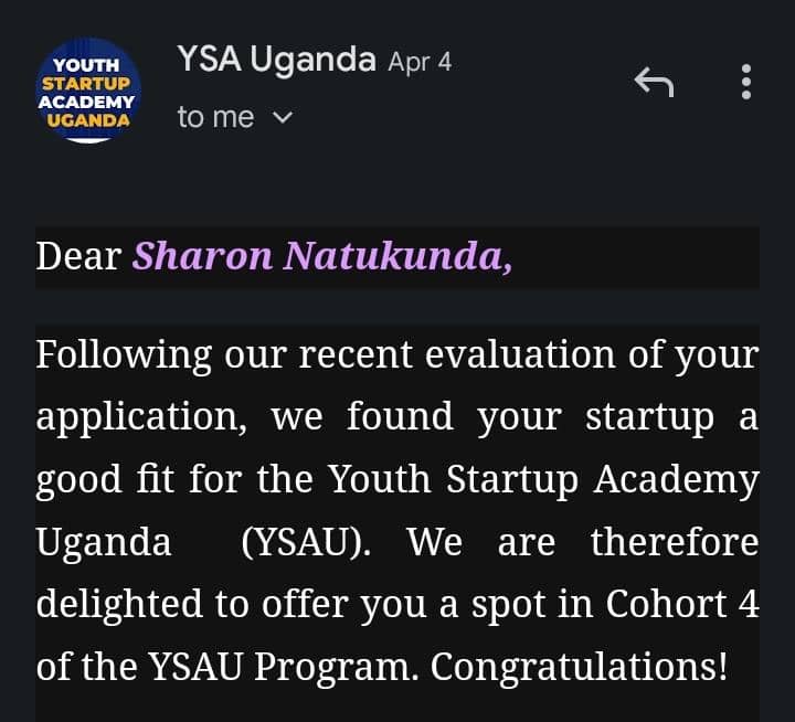 My startup 'Green Homeland Enterprise' has been selected for the Youth Startup Academy Uganda program in Cohort 4. Thank you YSAU for the opportunity. #Hivecolab #Youthstartup #Innovation