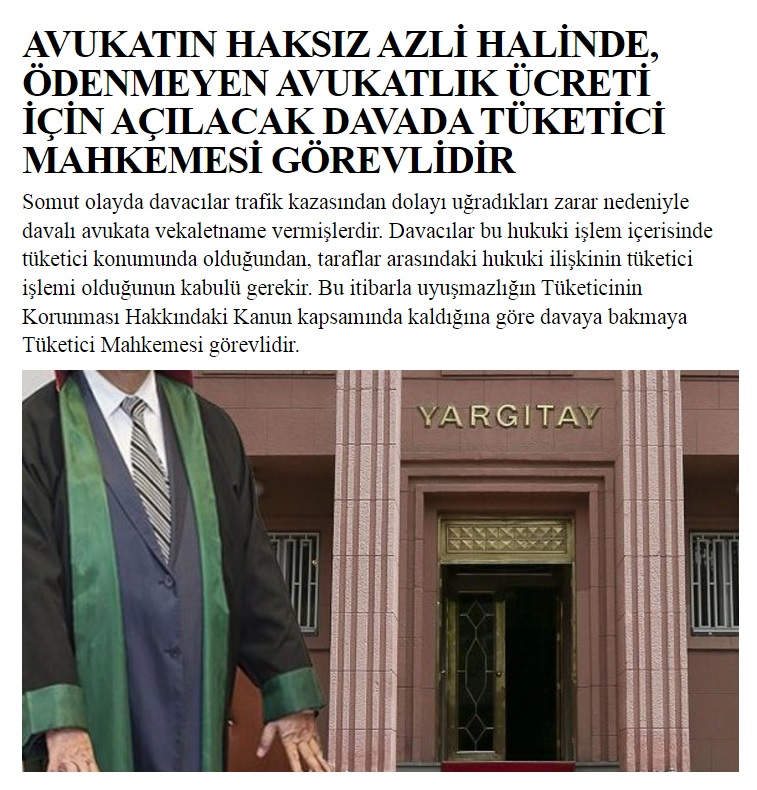 HukukiHaber's tweet photo. AVUKATIN HAKSIZ AZLİ HALİNDE, ÖDENMEYEN AVUKATLIK ÜCRETİ İÇİN AÇILACAK DAVADA TÜKETİCİ MAHKEMESİ GÖREVLİDİR

T.C.
Yargıtay
Hukuk Genel Kurulu

2019/14 E., 2021/399 K.

2017/3173 E., 2021/398 K.

https://t.co/IOIYkIuynD https://t.co/fpPAsFXUDc